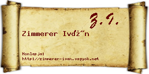 Zimmerer Iván névjegykártya