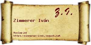 Zimmerer Iván névjegykártya